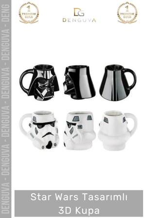 #3DBardak Star Wars Stormtrooper Tasarımlı El Yapımı Seramik Dekoratif Kupa 14 x 15 cm 3D Bardak