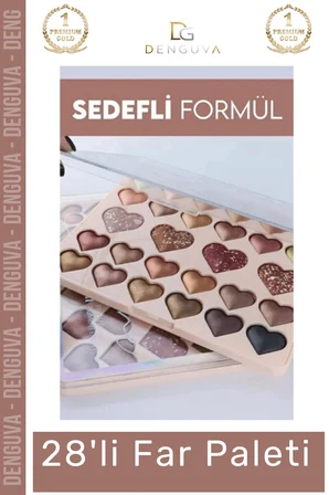#FarPaleti Sedefli Shine Kalp Tasarım 56 Renk Profesyonel Yoğun Pigment Tozutmaz Far Paleti 2'li Set