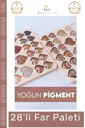 #FarPaleti Sedefli Shine Kalp Tasarım 56 Renk Profesyonel Yoğun Pigment Tozutmaz Far Paleti 2'li Set