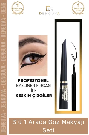 3'ü 1 Arada Göz Makyajı Seti - Eyeliner, Maskara, Kalem (eM)
