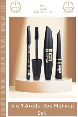 3'ü 1 Arada Göz Makyajı Seti - Eyeliner, Maskara, Kalem (eM)