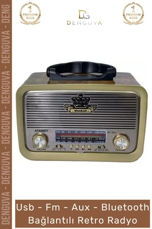 #Radyo Bluetooth Hoparlör MP3 Çalar USB SD Kart Girişli Şarjlı Retro Sd Dekoratif Nostaljik Radyo