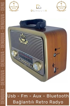 #Radyo Bluetooth Hoparlör MP3 Çalar USB SD Kart Girişli Şarjlı Retro Sd Dekoratif Nostaljik Radyo