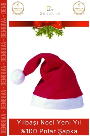 #Şapka Kırmızı Yılbaşı Kostüm Aksesuarı Çocuk Yetişkin Şık Noel Baba 100 Polar Şapka 1 Adet