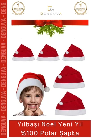 #Şapka Kırmızı Yılbaşı Kostüm Aksesuarı Çocuk Yetişkin Şık Noel Baba 100 Polar Şapka 1 Adet