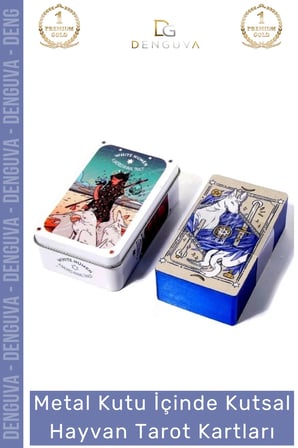 #Tarot Beyaz Numen Tarot Teneke Metal Kutu Kutsal Hayvan PDF Kılavuzu Divination Kader 78 Adet