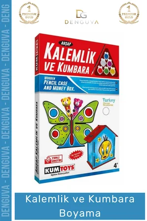 #Kalemlik Eğitici Boyanabilir Kendin Yap Lazer Kesim MDF Hobi Hediye Ahşap Kalemlik Kumbara 2'li Seti