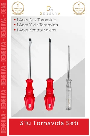 #TornavidaSeti Profesyonel Dayanıklı Mıknatıslı Uçlu Ergonomik 3'lü Tornavida Seti