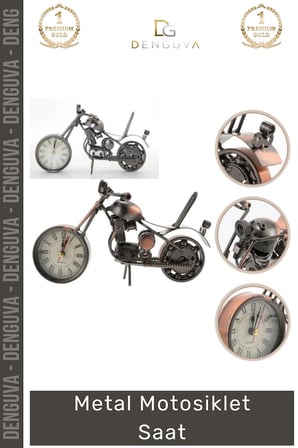 #Saat Dekoratif Vintage Hediyelik Nostaljik Ofis Masası Motorcu Şık Metal Masa Motosiklet Saat