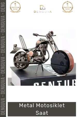#Saat Dekoratif Vintage Hediyelik Nostaljik Ofis Masası Motorcu Şık Metal Masa Motosiklet Saat