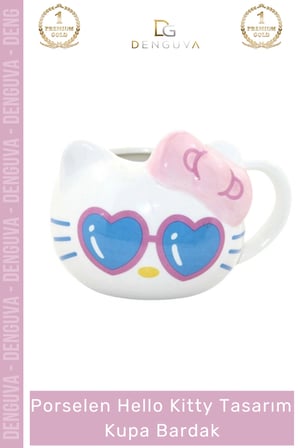 #Bardak Porselen Şık Tasarım Dekoratif 225 ml Hediye Kaliteli Dayanıklı Hello Kitty Kupa Bardak