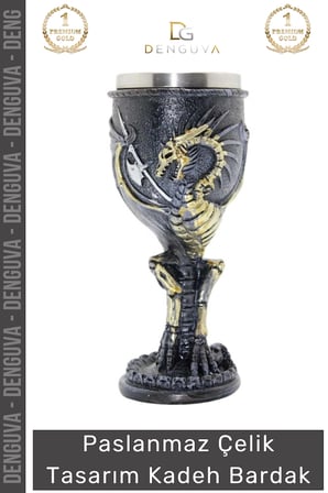 #Bardak Paslanmaz Çelik Dekoratif Tasarım Şık Lüks Dayanıklı Hediye 180 ML Kadeh Bardak 19*7 Cm