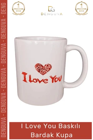 #Bardak Porselen Sevgililer Günü Hediyelik Toptan Şık Tasarım I Love You Baskılı Bardak Kupa