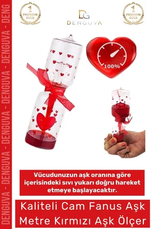 #AşkÖlçer Sihirli Cam Fanus Enerji Ölçer Hediyelik Romantik Sevgiliye Aşk Metre Kırmızı Aşkölçer