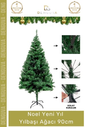 #YılbaşıAğacı Yılbaşı Çam Ağacı Sık Yapraklı Kaliteli Dekoratif Yeşil Ayaklı Yeni Yıl Noel Paket 90 Cm