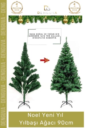 #YılbaşıAğacı Yılbaşı Çam Ağacı Sık Yapraklı Kaliteli Dekoratif Yeşil Ayaklı Yeni Yıl Noel Paket 90 Cm