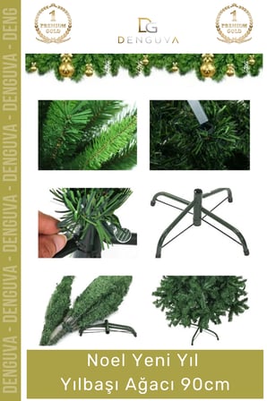 #YılbaşıAğacı Yılbaşı Çam Ağacı Sık Yapraklı Kaliteli Dekoratif Yeşil Ayaklı Yeni Yıl Noel Paket 90 Cm