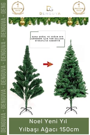 #YılbaşıAğacı Kaliteli Dekoratif Lüks Yılbaşı Çam Ağacı Sık Yapraklı Yeşil Noel Paket 150 Cm 240 Dal