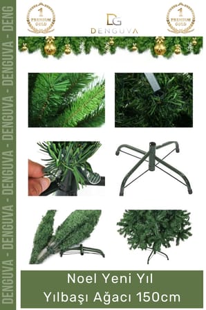 #YılbaşıAğacı Kaliteli Dekoratif Lüks Yılbaşı Çam Ağacı Sık Yapraklı Yeşil Noel Paket 150 Cm 240 Dal