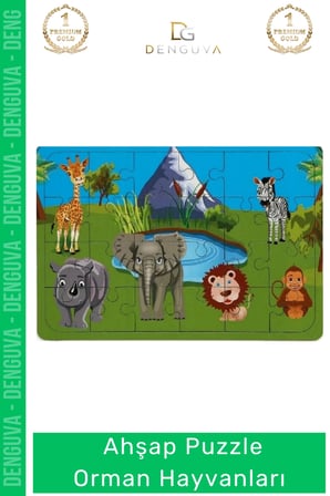 #Puzzle Eğitici Ahşap Puzzle Oyuncak Çocuk Gelişim Seti Doğal Hobi Orman Hayvanları 24 Parça