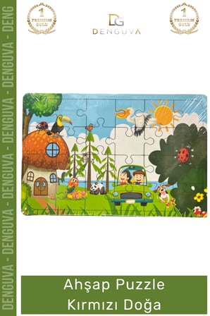#puzzle eğitici ahşap puzzle zeka geliştirici yerli seti çocuk oyuncak kırmızı doğa 24 parça