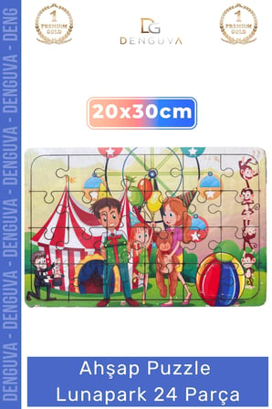 #Puzzle Eğitici Zeka Geliştirici Çocuk Oyuncak Seti Dayanıklı Ahşap Puzzle Lunapark 24 Parça