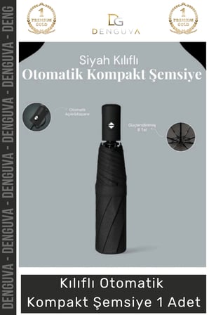#Şemsiye Kılıflı Otomatik Su Geçirmez 8 Telli Rüzgara Dayanıklı Şık Ergonomik Kompakt Yağmur Şems
