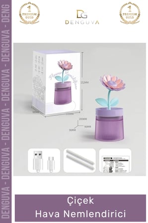 #HavaNemlendirici Estetik Tasarım USB Taşınabilir Dekoratif Masa Üstü Lambalı Çiçek Hava Nemlendirici
