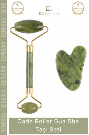 #YeşimTaşı Doğal Yeşim Taşı Yüz Sıkılaştırıcı Masaj Aleti Anti Aging Jade Roller Gua Sha Taşı Seti