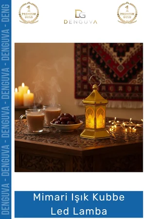 #Lamba Ramazan Temalı Altıgen Gold Kaplama Dekoratif Pilli Sıcak Sarı Modern Işık Kubbe LED Lamba