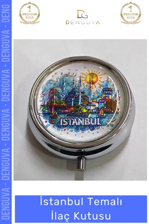 #İlaçKutusu Model 2 Hediyelik Taşınabilir 3 Bölmeli Kapaklı Sağlık Aksesuarı İstanbul Temalı İlaç Kutusu