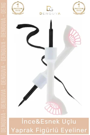 #Eyeliner Siyah Pigmentli Kalıcı Profesyonel Egzersiz Seti Estetik Esnek Uçlu Yaprak Figürlü Eyeliner