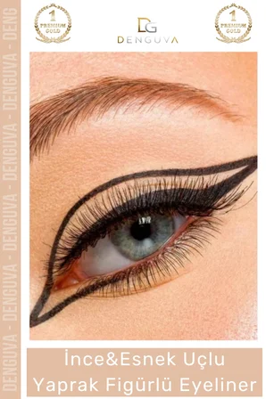 #Eyeliner Siyah Pigmentli Kalıcı Profesyonel Egzersiz Seti Estetik Esnek Uçlu Yaprak Figürlü Eyeliner