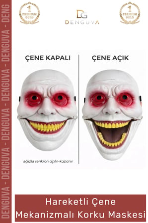 #KorkuMaskesi Hareketli Çene Gerçekçi Tasarım Sahne Performansı Mekanizmalı Kırmızı Korku Maskesi