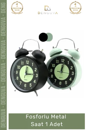 #Saat Nostaljik Retro Tasarım İkiz Çan Yüksek Sesli Alarmlı 11 cm Gece Işıklı Fosforlu Metal Çalar Saat