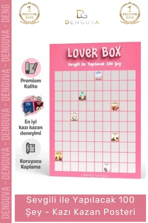 #Poster Romantik Sevgililer Günü Hediyesi Tablo Sevgili Yapılacak 100 Şey Kazı Kazan Posteri