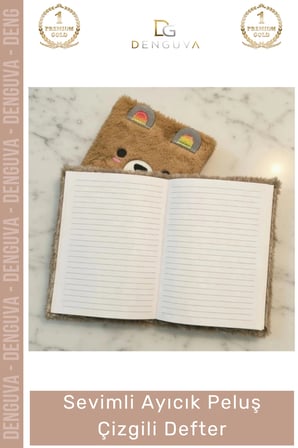 #Defter Hediyelik A5 Boyut Yumuşak Kapak 150 Sayfa Kaliteli Okul Ayıcık Peluş Çizgili Defter