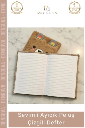 #Defter Hediyelik A5 Boyut Yumuşak Kapak 150 Sayfa Kaliteli Okul Ayıcık Peluş Çizgili Defter