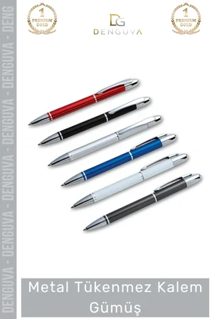 #Kalem Logo Baskılı Kurumsal Hediye Promosyon Lüks Şık Prestijli Ofis Metal Tükenmez Kalem Gümüş