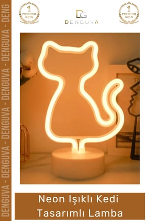 #NeonLamba Dekoratif Modern Neon LED Gece Masa Lambası Hediye Estetik Işıklı Kedi Tasarımlı Lamba