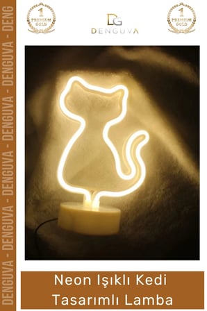 #NeonLamba Dekoratif Modern Neon LED Gece Masa Lambası Hediye Estetik Işıklı Kedi Tasarımlı Lamba