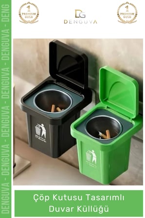 #Küllük Modern Metal Hazneli Dekoratif Kapaklı Askılı Mekan Çöp Kutusu Tasarımlı Duvar Küllüğü