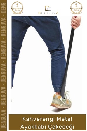 #Kerata 65 cm Ekstra Uzun Boy Kahverengi Sağlam Çelik Ergonomik Konforlu Metal Ayakkabı Çekeceği
