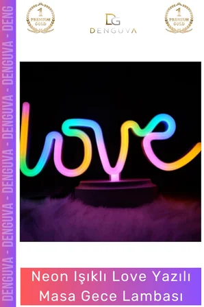#GeceLambası Tasarım Neon LED Dekoratif Hediyelik Modern Şık Estetik Love Yazılı Masa Gece Lambası