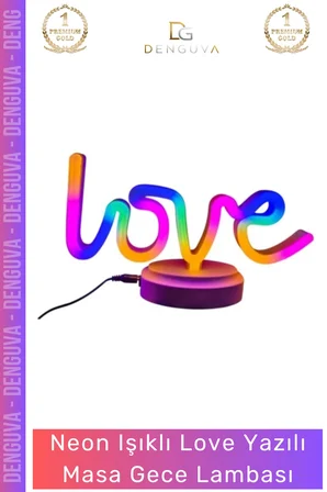 #GeceLambası Tasarım Neon LED Dekoratif Hediyelik Modern Şık Estetik Love Yazılı Masa Gece Lambası