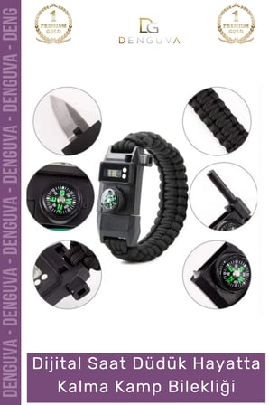 #Bileklik Paracord Dijital Saat Taktik Outdoor Doğa Acil Durum Seti Hayatta Kalma Kamp Bilekliği