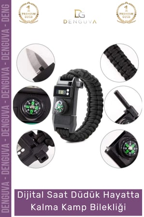 #Bileklik Paracord Dijital Saat Taktik Outdoor Doğa Acil Durum Seti Hayatta Kalma Kamp Bilekliği