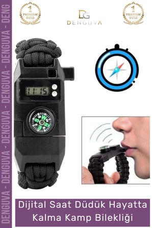 #Bileklik Paracord Dijital Saat Taktik Outdoor Doğa Acil Durum Seti Hayatta Kalma Kamp Bilekliği