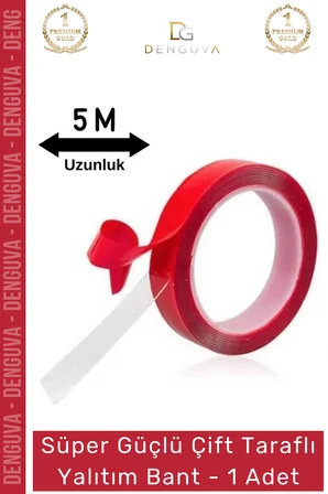 #Bant Çift Taraflı Güçlü PE Köpük Akrilik Yapışkanlı Sabitleme Montaj Bandı 1mm X 5mt 1 Adet