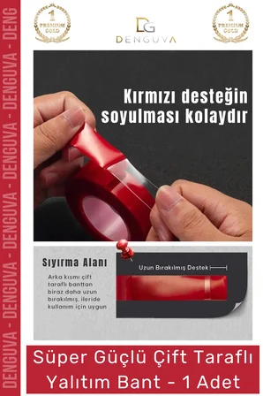 #Bant Çift Taraflı Güçlü PE Köpük Akrilik Yapışkanlı Sabitleme Montaj Bandı 1mm X 5mt 1 Adet